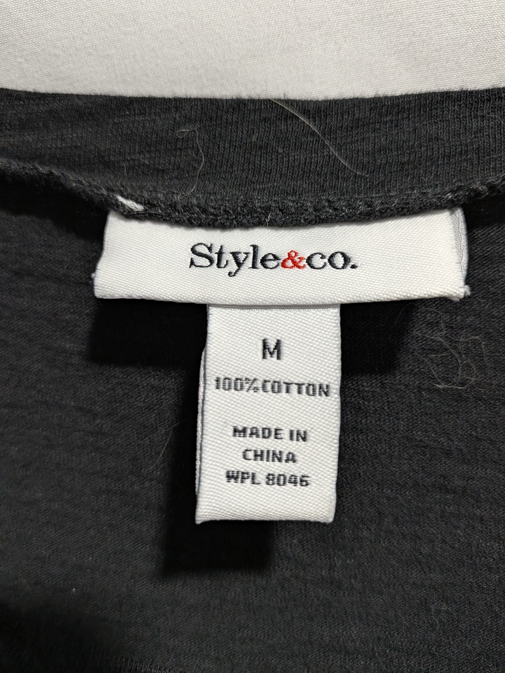 Style & Co Black Floral Appliqué Scoop-Neck Tee - Picture 2 of 5